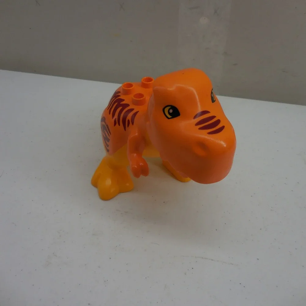 LEGO Duplo Orange T-Rex Dinosaur Figure with Movable Jaw and Stripes